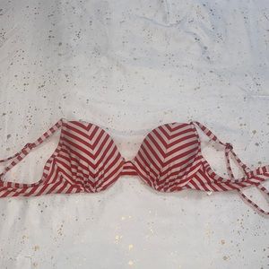 Red and white striped underwire bikini
